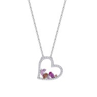 Collier Lotus Silver argent coeur
oxydes roses/blancs