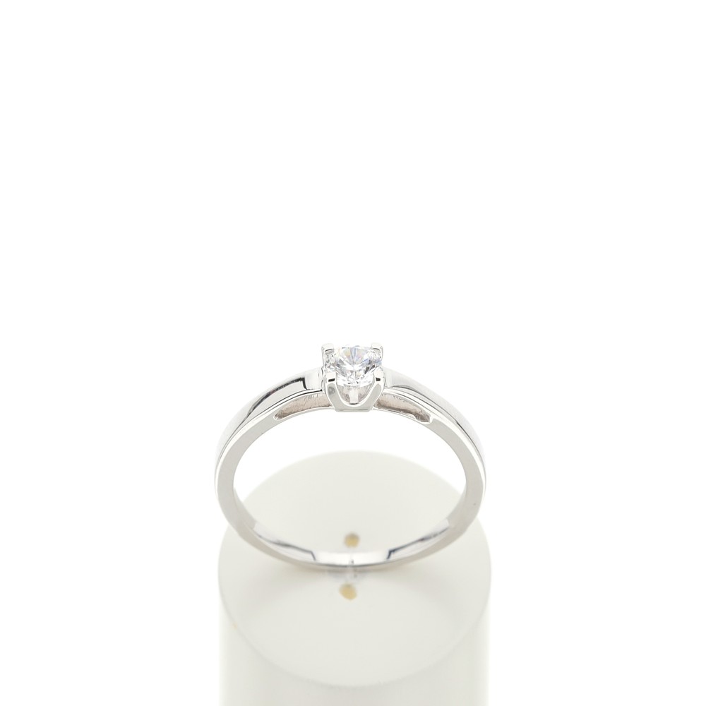 Solitaire or 750 blanc diamant synthétique 0,25 carat - vue 360