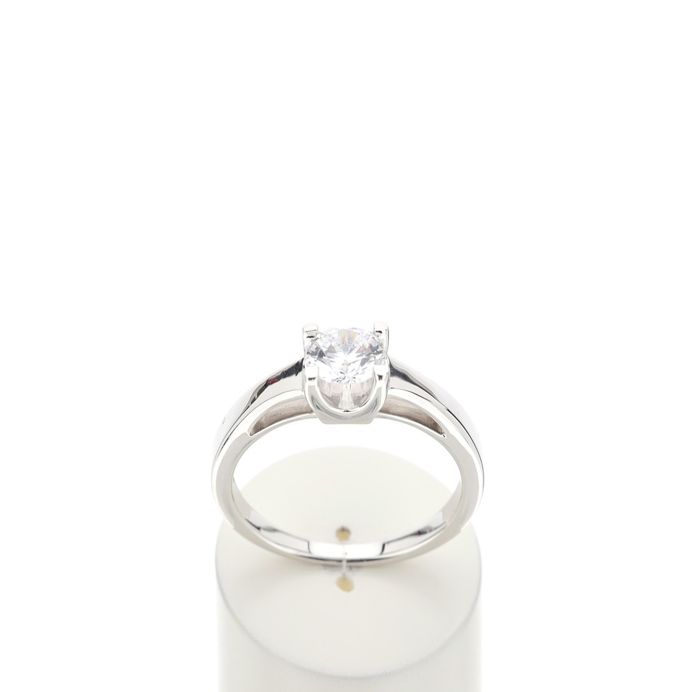 Solitaire or 750 blanc diamant synthétique 0,75 carat - vue 360