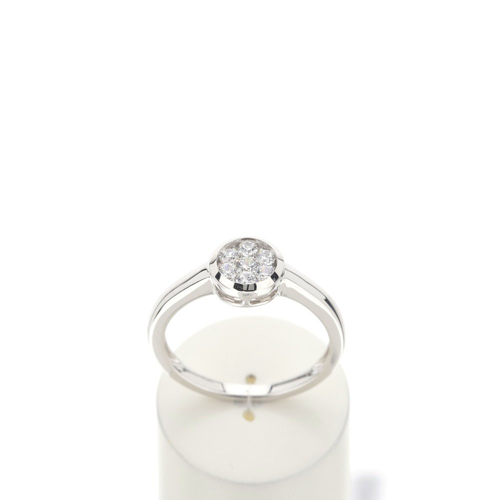 Bague or 750 blanc diamant synthétique - vue 360