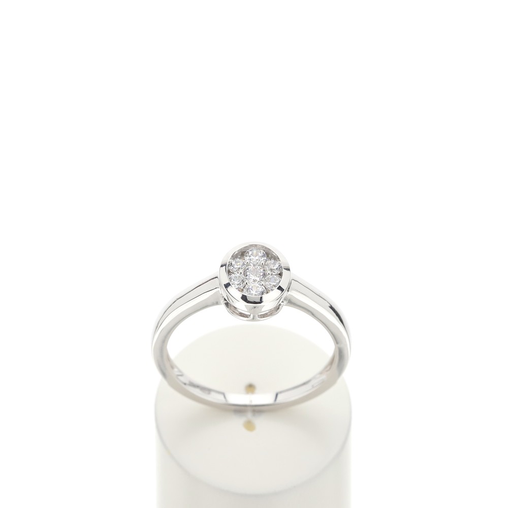 Bague or 750 blanc diamant synthétique - vue 360