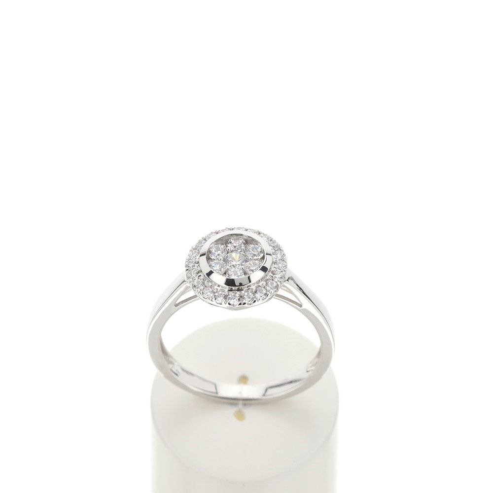 Bague or 750 blanc diamants synthétiques 0.50 carat - vue 360