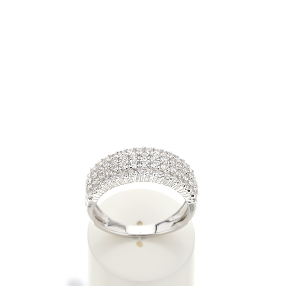 Bague or 750 blanc diamants synthétiques 1,01 carat - vue 360