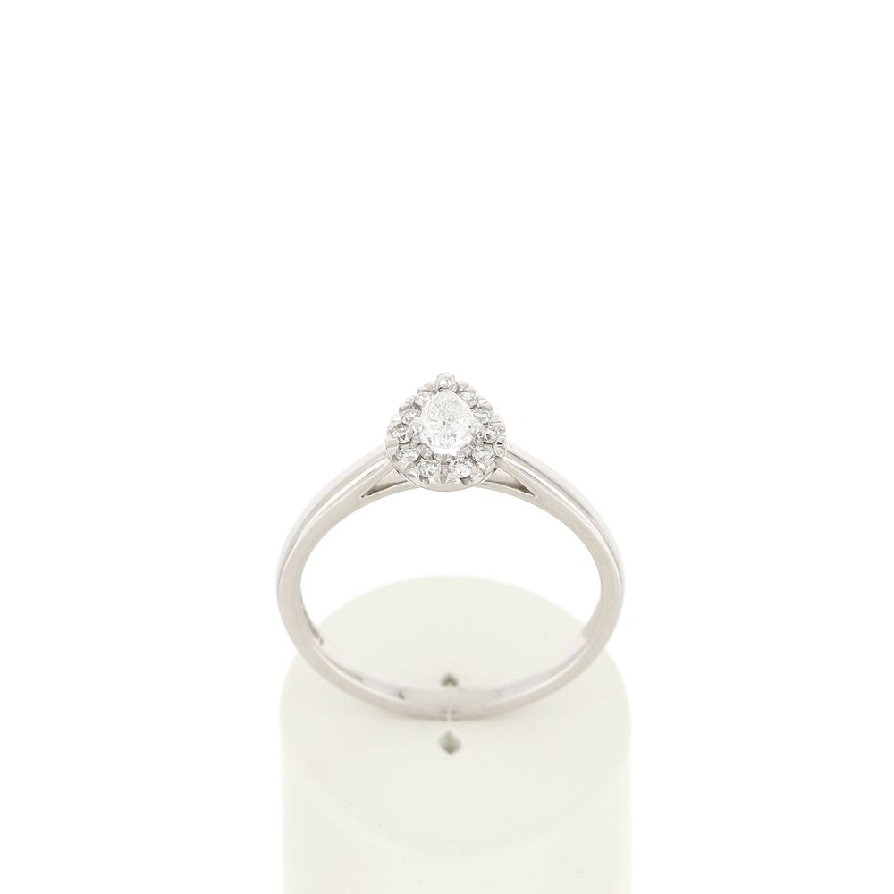 Bague or 750 blanc poire diamants synthétiques 0,31 carat - vue 360