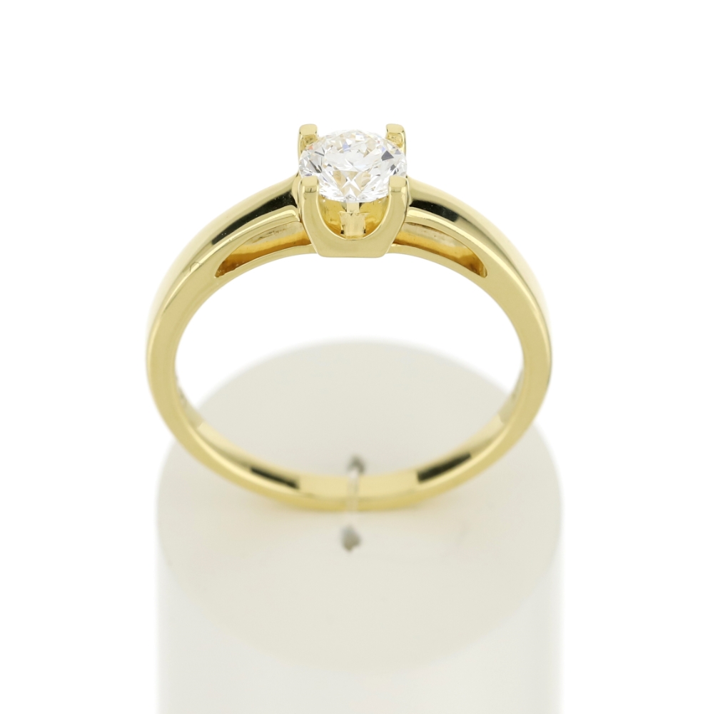 Solitaire or jaune 750 diamant synthétique 0,5 carat - vue 360