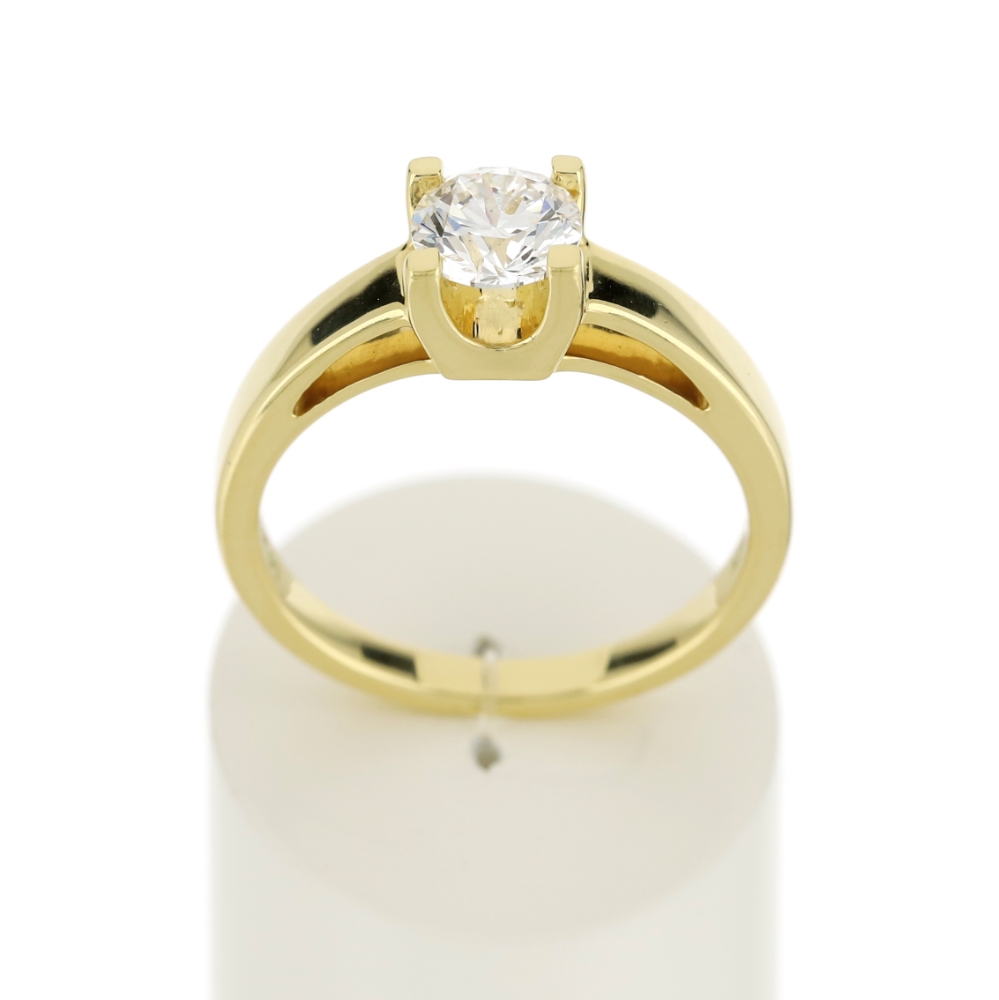 Solitaire or jaune 750 diamant synthétique 0.75 carat - vue 360