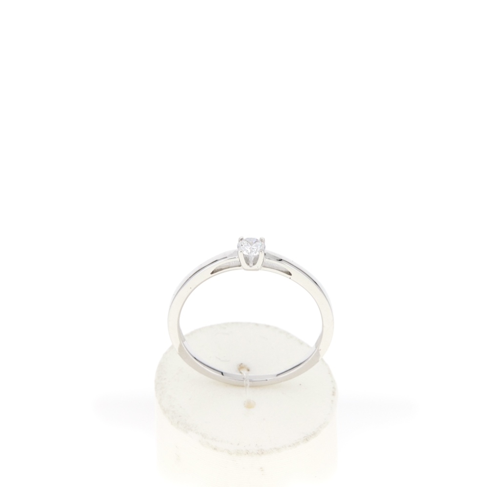 Solitaire or 750 blanc diamant synthétique 0,1 carat - vue 360
