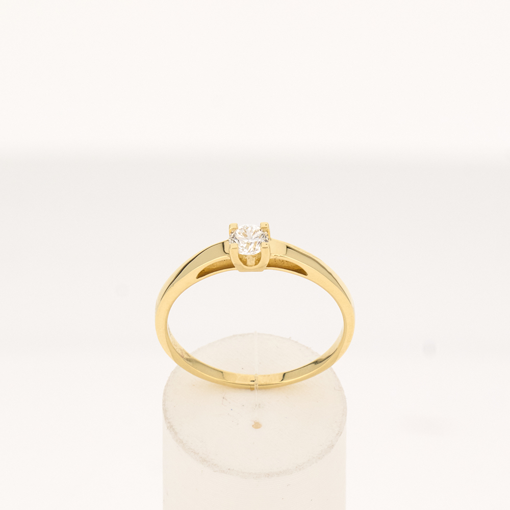 Solitaire or 750 jaune diamant synthétique 0,3 carat - vue 360