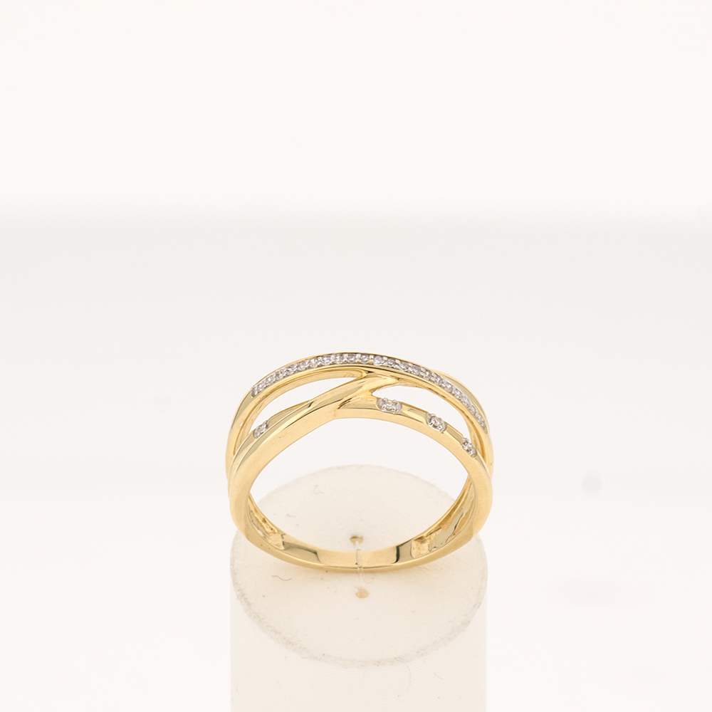Ring in 375 goud met 2 diamanten ringen - 360° weergave