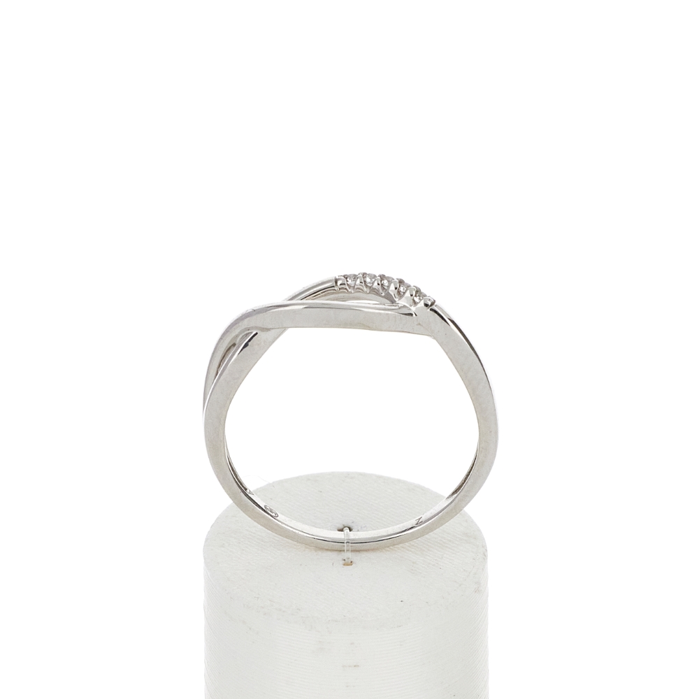 Bague or 375 blanc diamants - vue 360