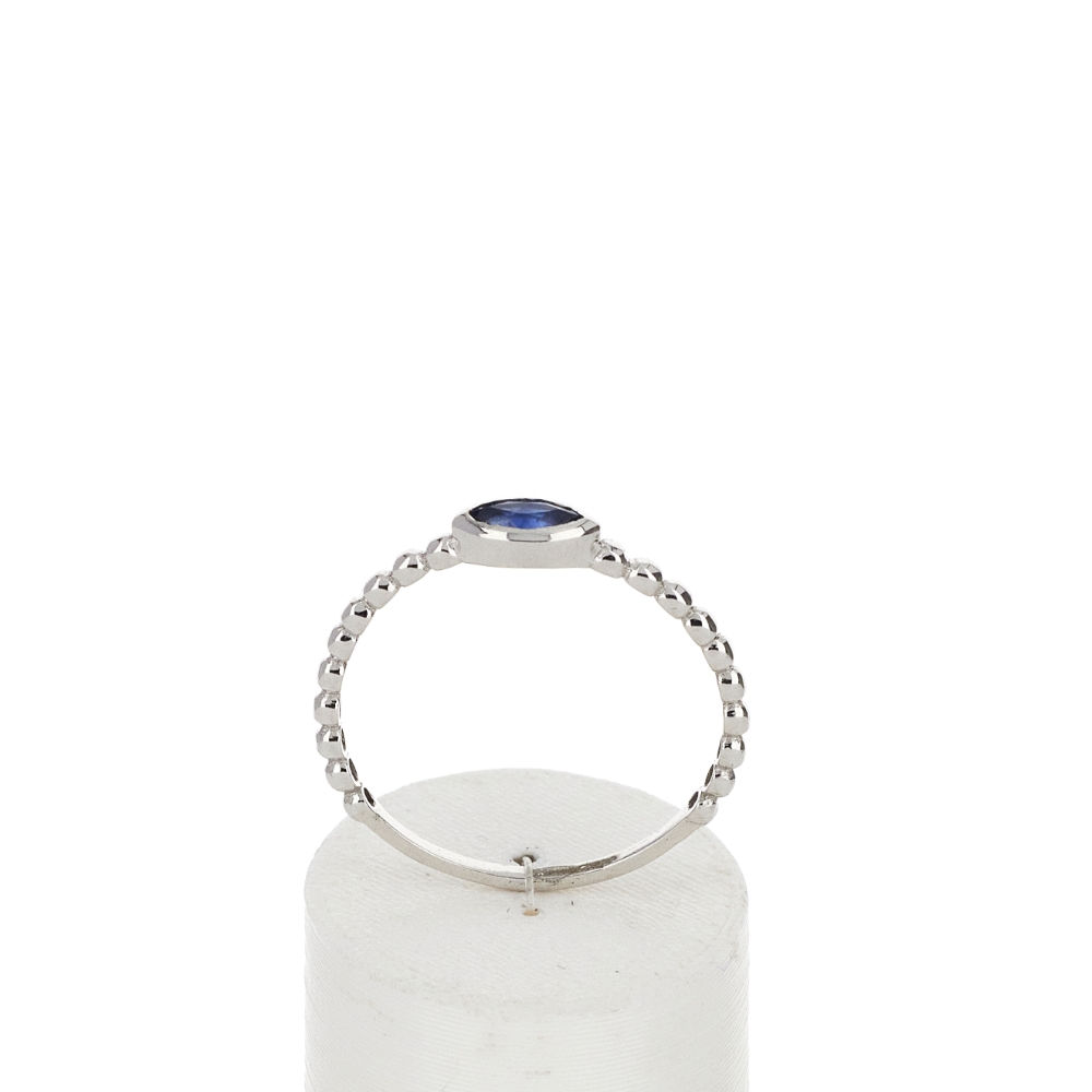 Bague or 375 blanc saphir - vue 360