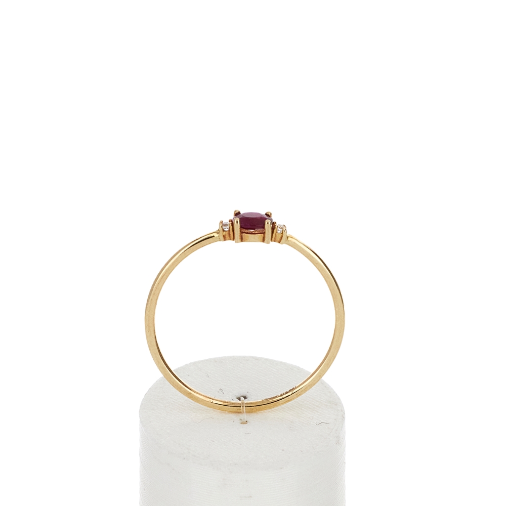 Bague or 375 jaune rubis et diamants - vue 360