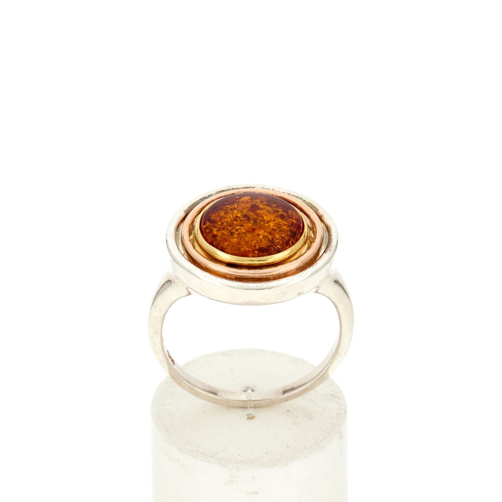 Bague argent 925 3tons ambre - vue 360