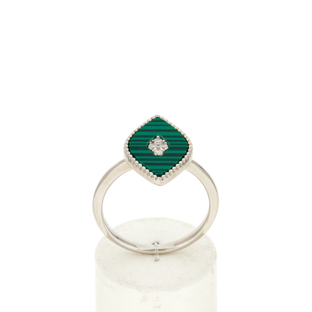 Bague argent 925 malachites - vue 360