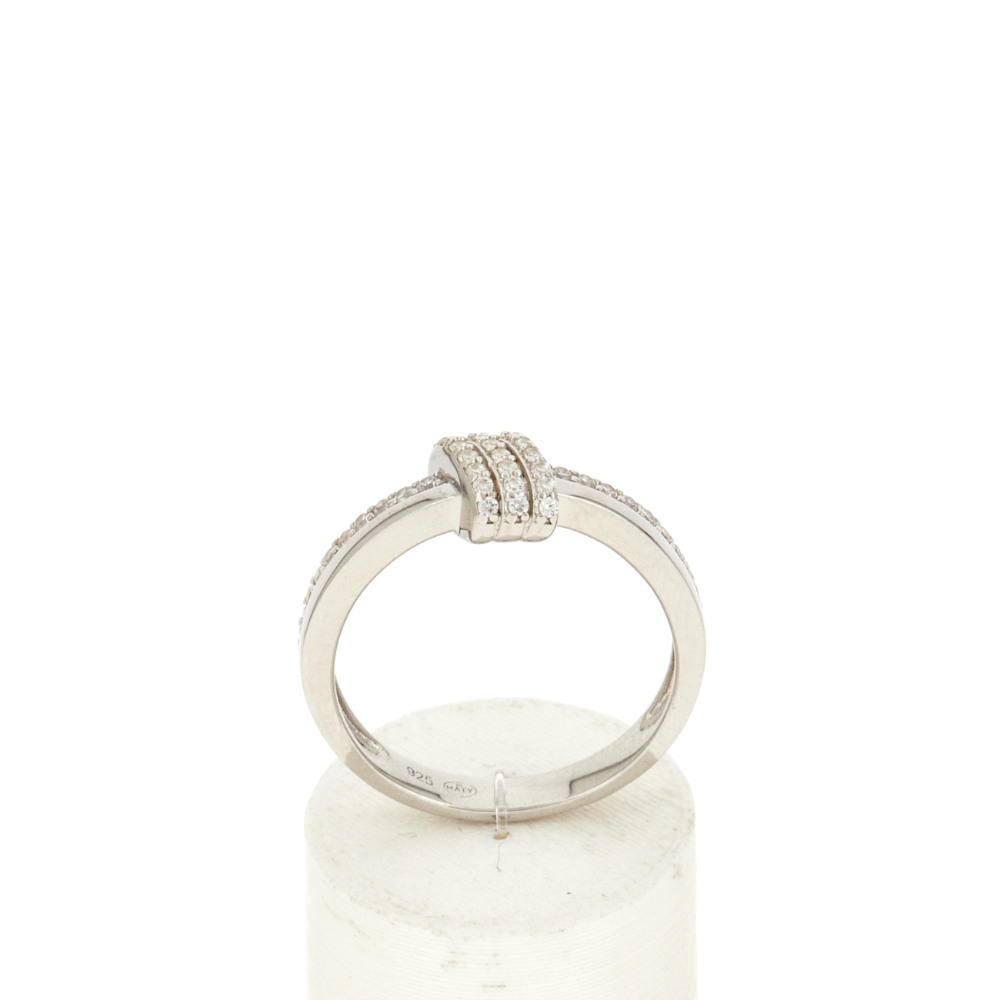 Bague argent 925 et zirconias - vue 360