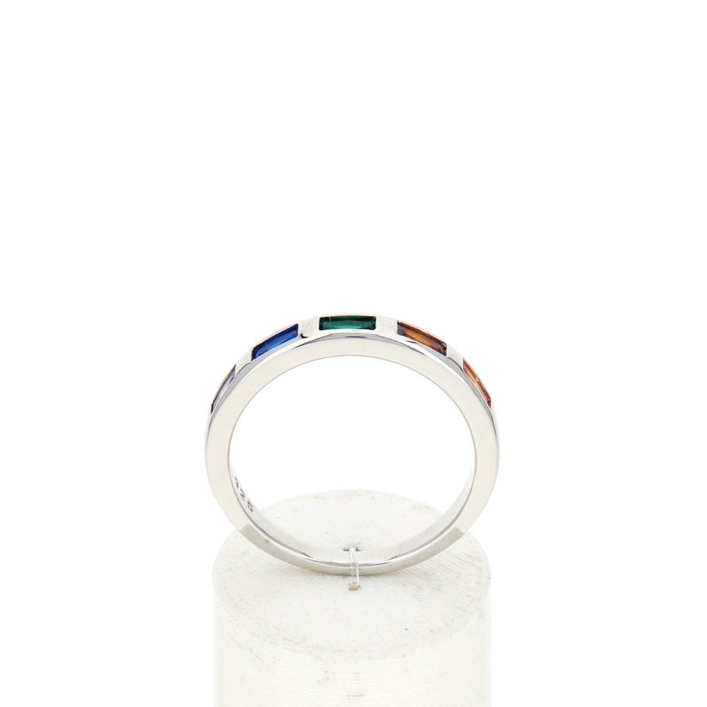 Bague argent 925 et zirconias multicolores - vue 360