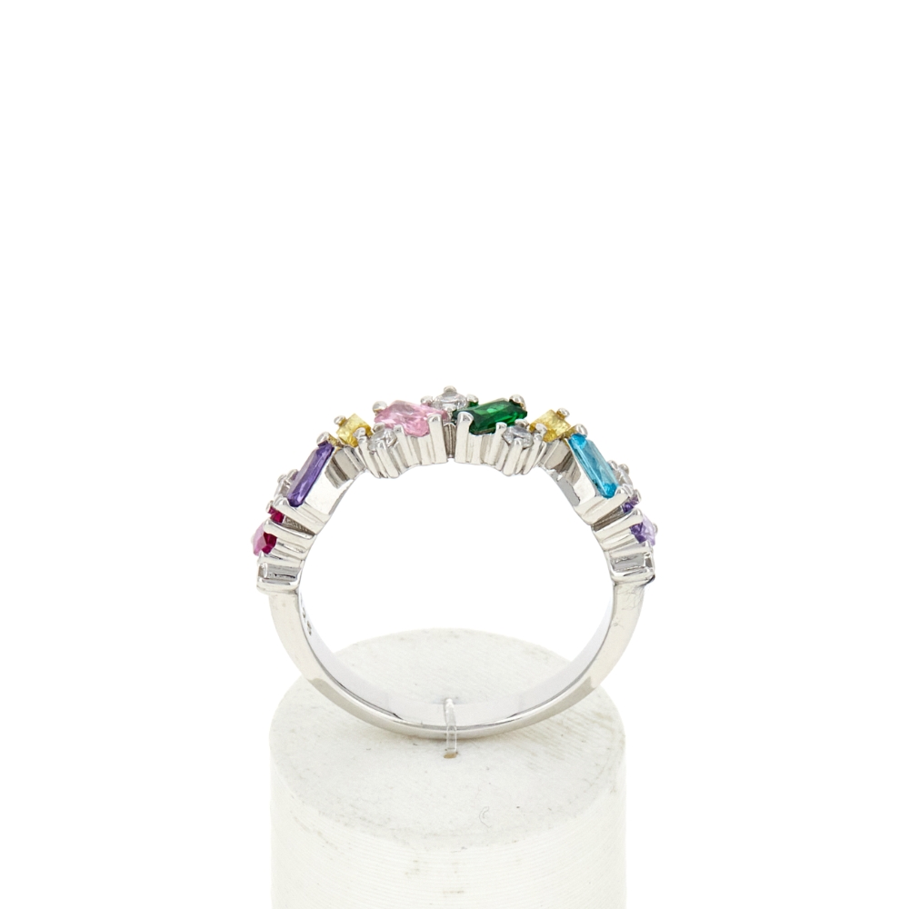 Bague argent 925 et zirconias multicolores - vue 360