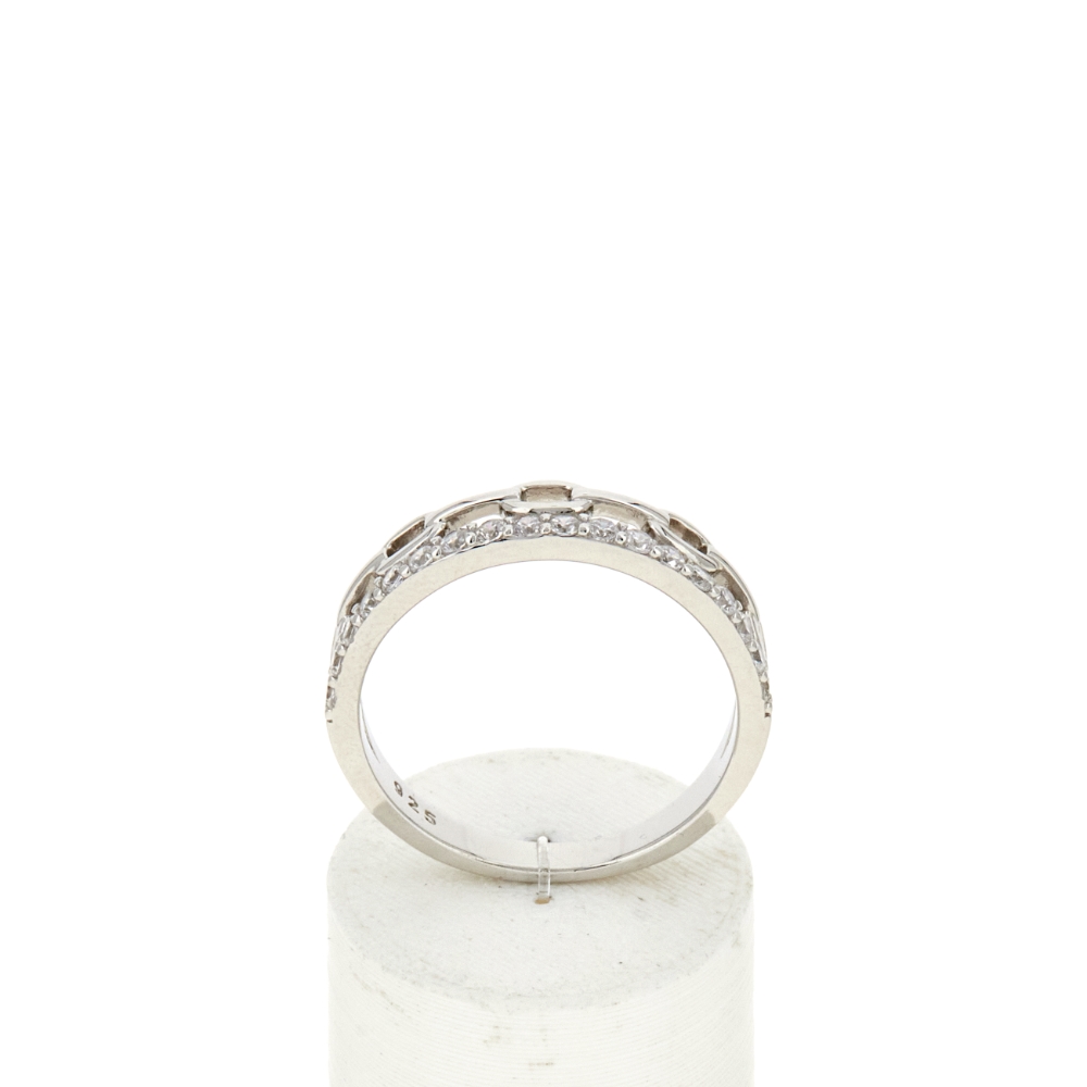 Bague argent 925 et zirconias - vue 360