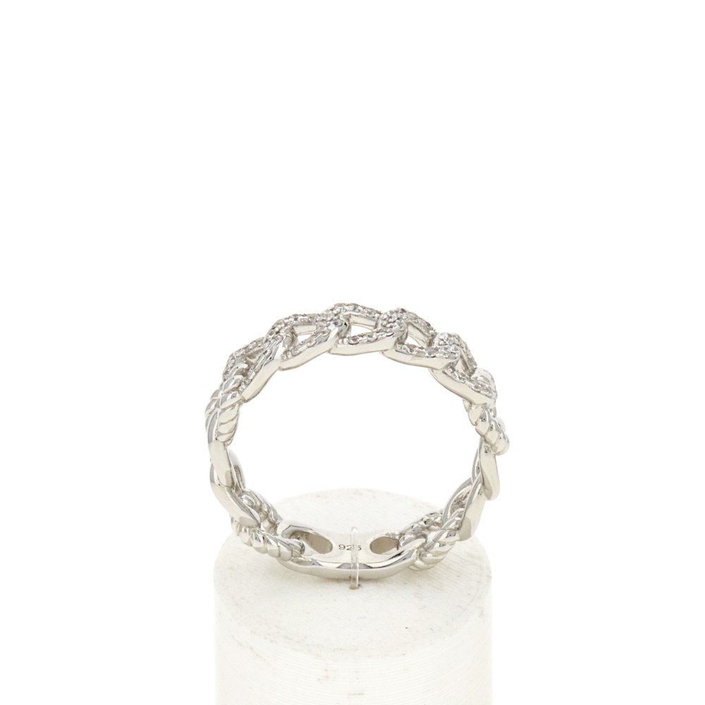 Bague argent 925 et zirconias - vue 360