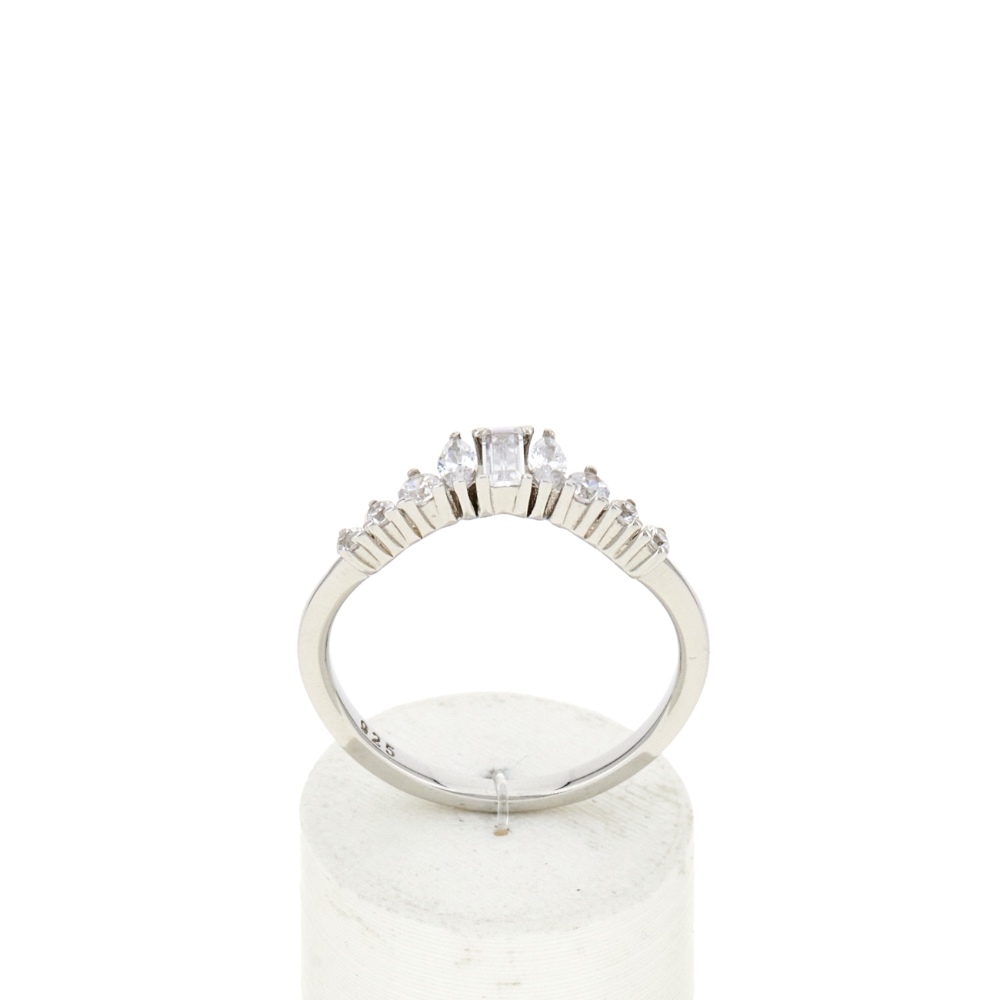 Bague argent 925 et zirconias - vue 360