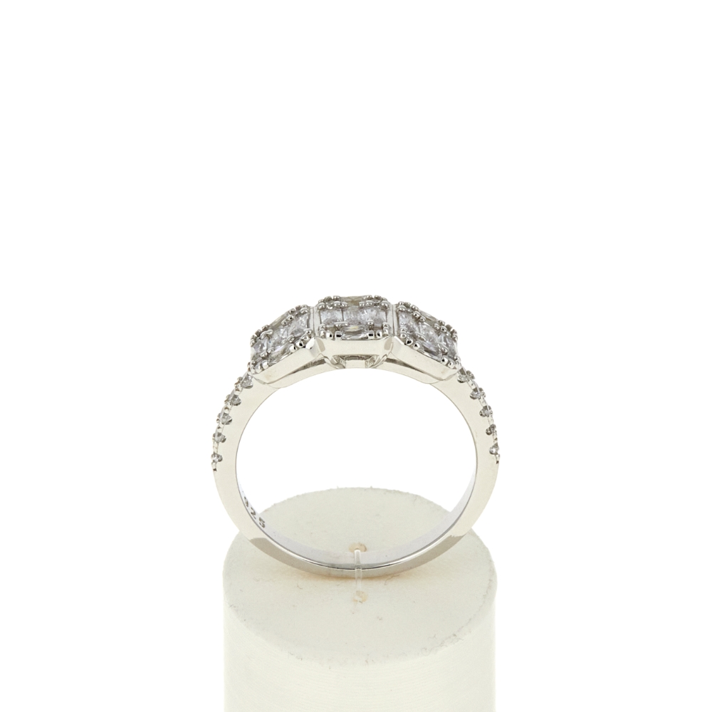 Bague argent 925 et zirconias - vue 360