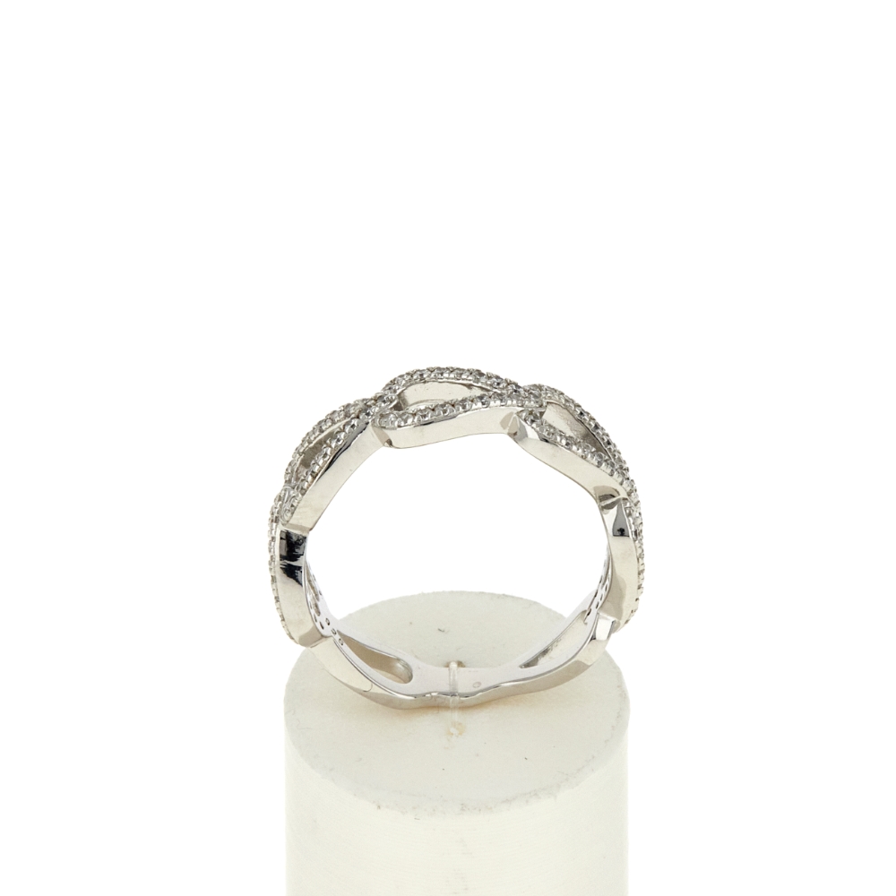 Bague argent 925 et zirconias - vue 360