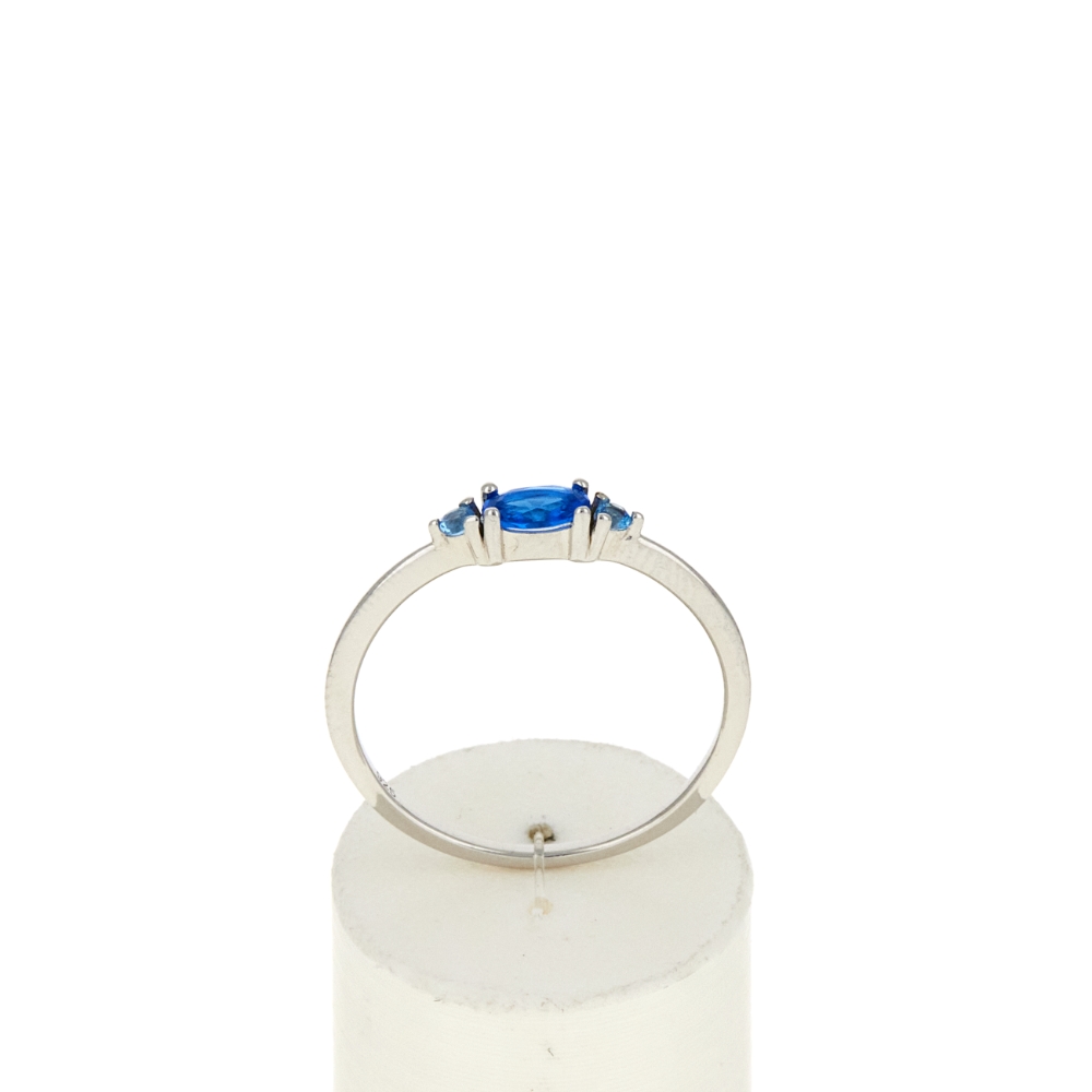 Bague argent 925 et zirconias bleus - vue 360