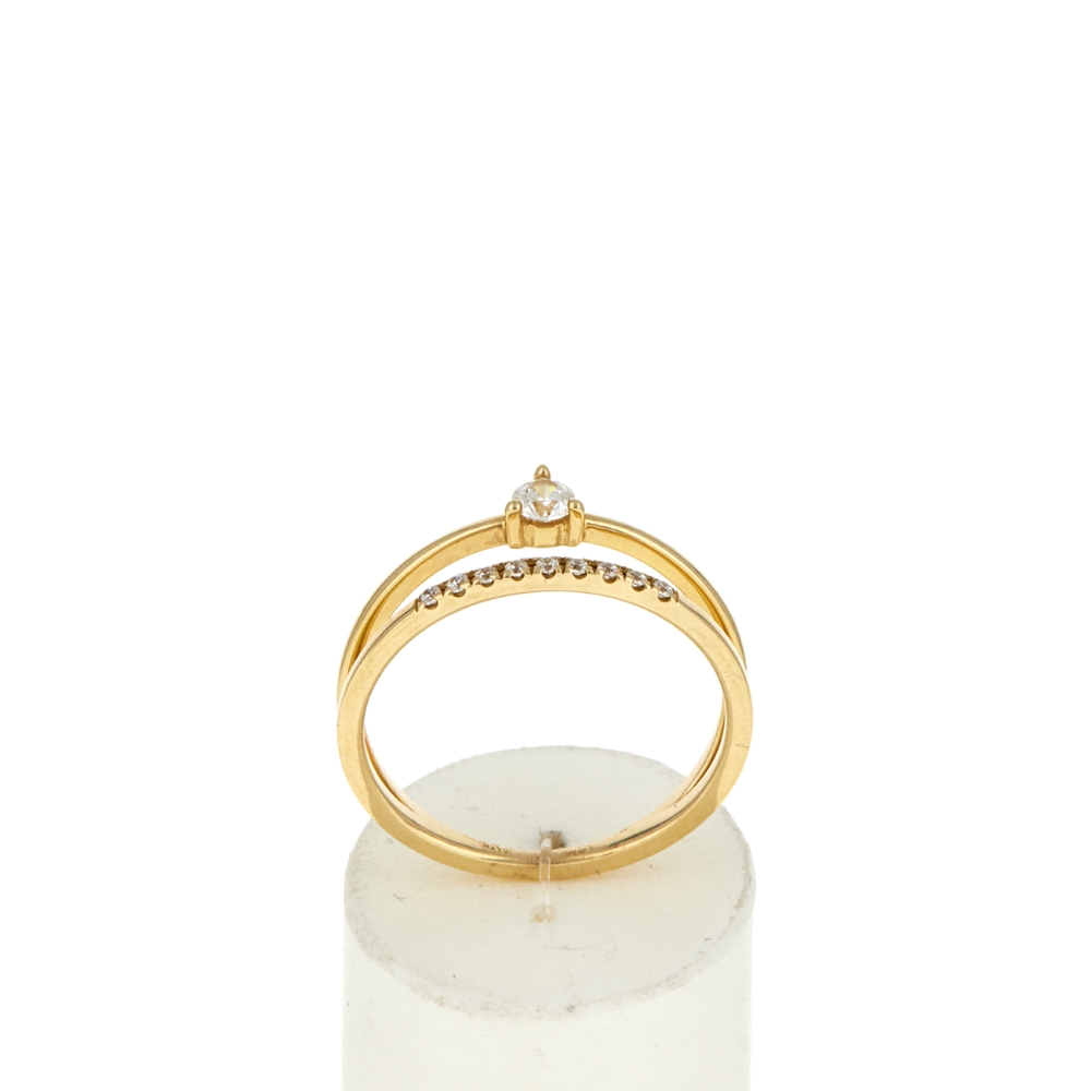 Bague or 375 jaune zirconias - vue 360