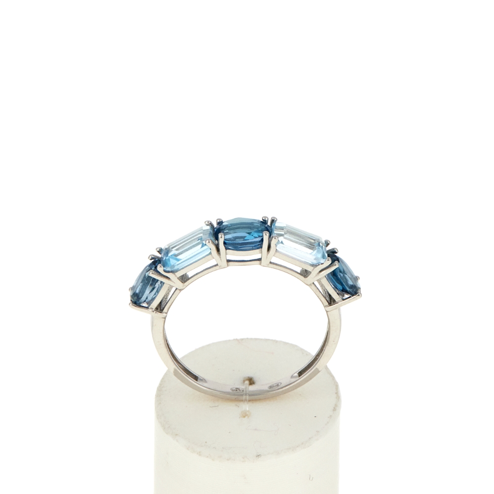 Bague or 750 blanc topaze london bleu et sky blue - vue 360