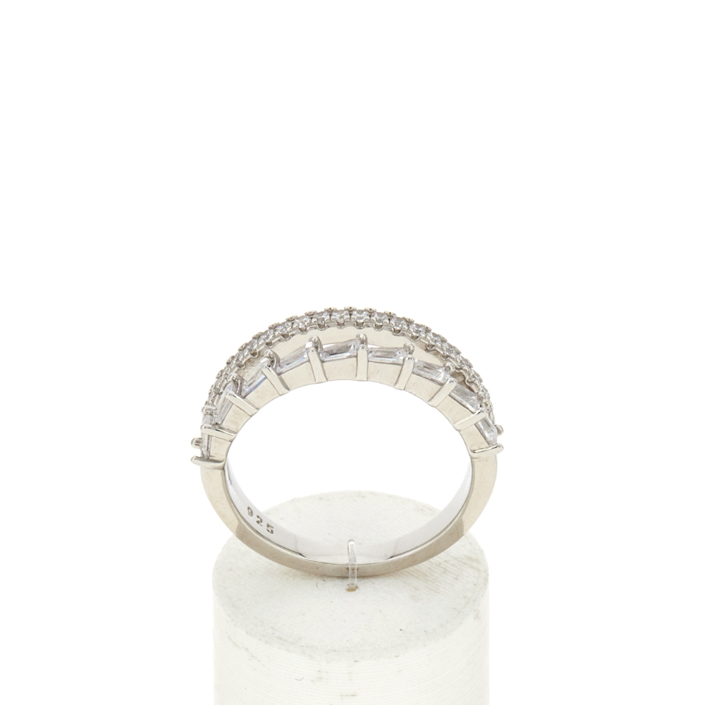 Bague argent 925 et zirconias - vue 360