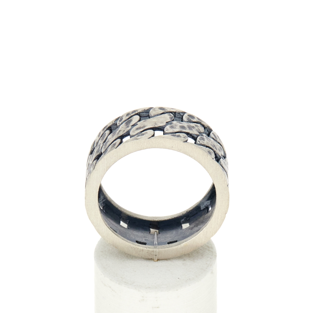 Bague argent 925 vieilli - vue 360