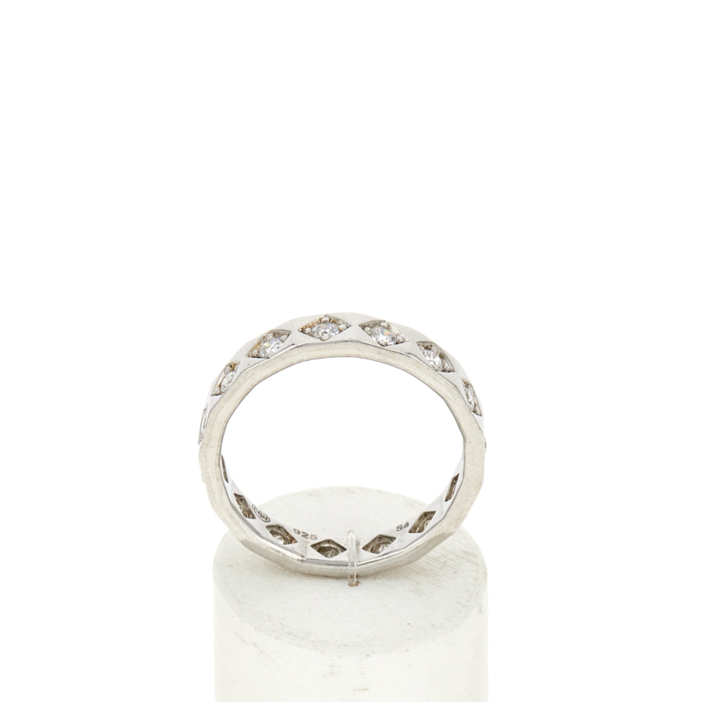 Bague argent zirconias - vue 360