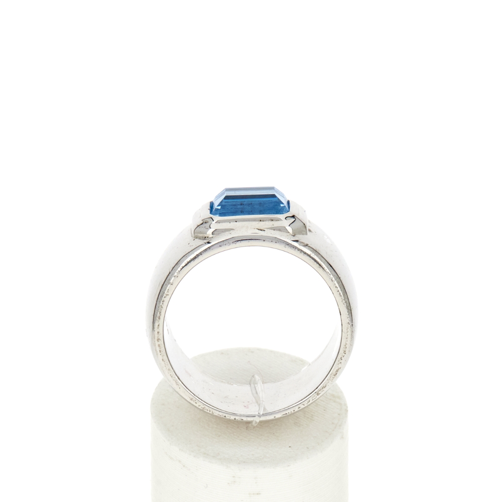 Bague argent zirconia bleu - vue 360