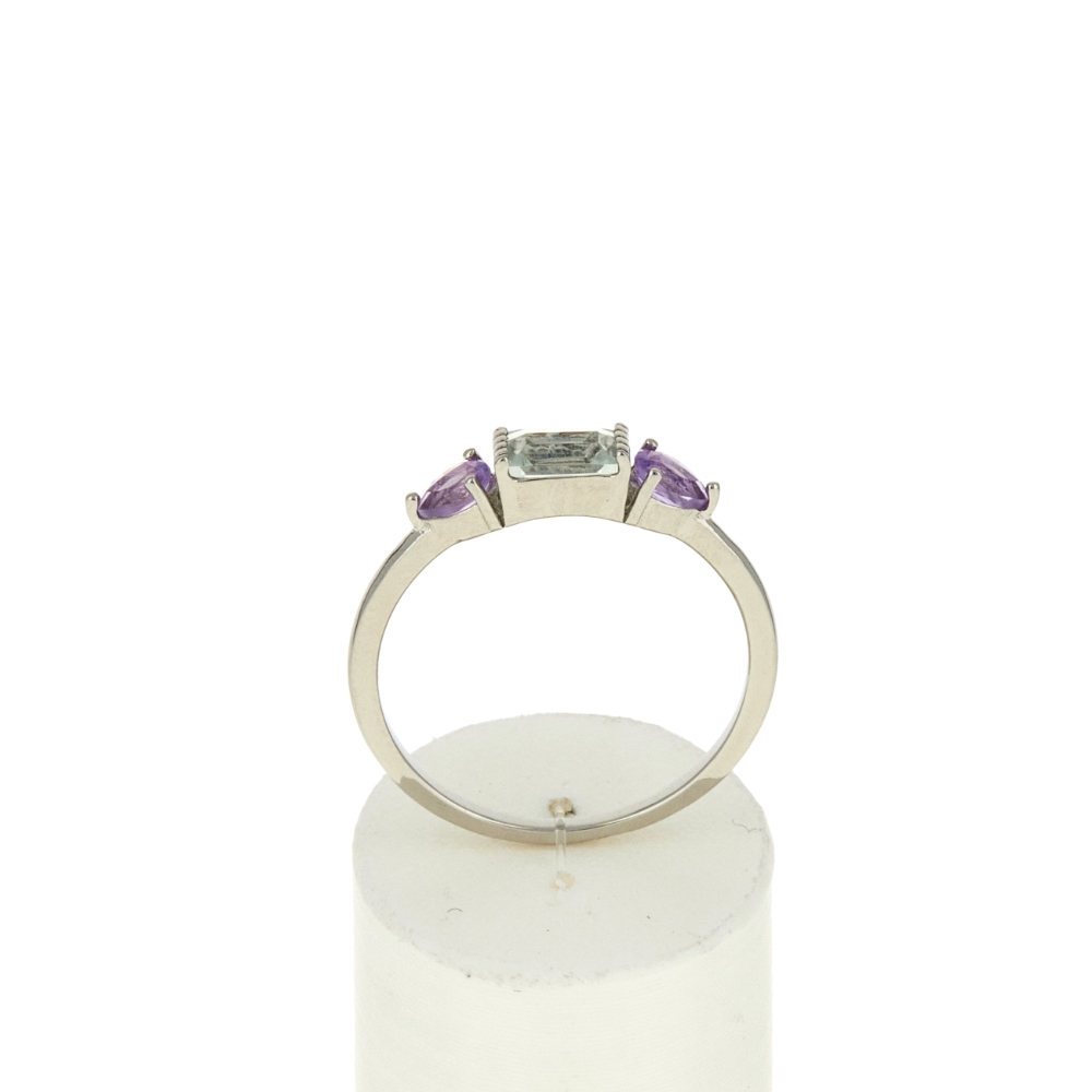 Bague argent 925 améthystes quartz vert - vue 360
