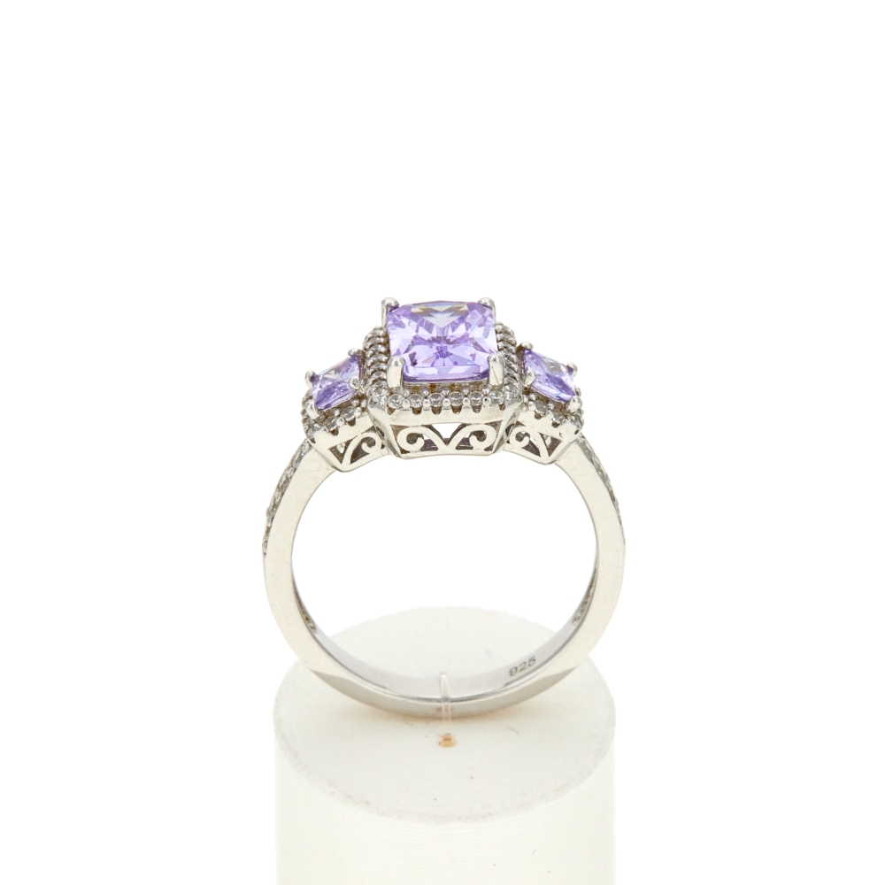 Bague argent 925 et zirconias - vue 360