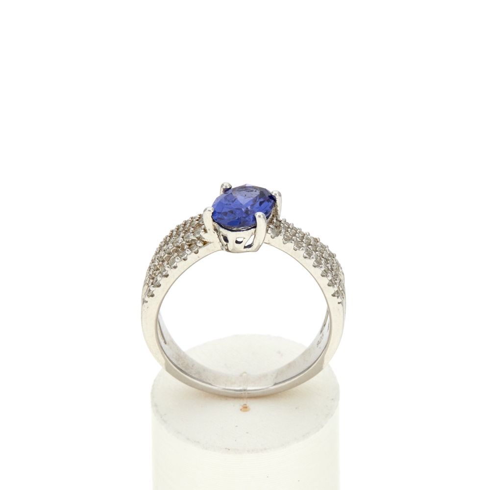 Bague argent 925 et zirconias - vue 360