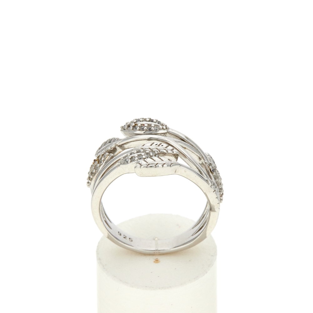 Bague argent 925 et zirconias - vue 360