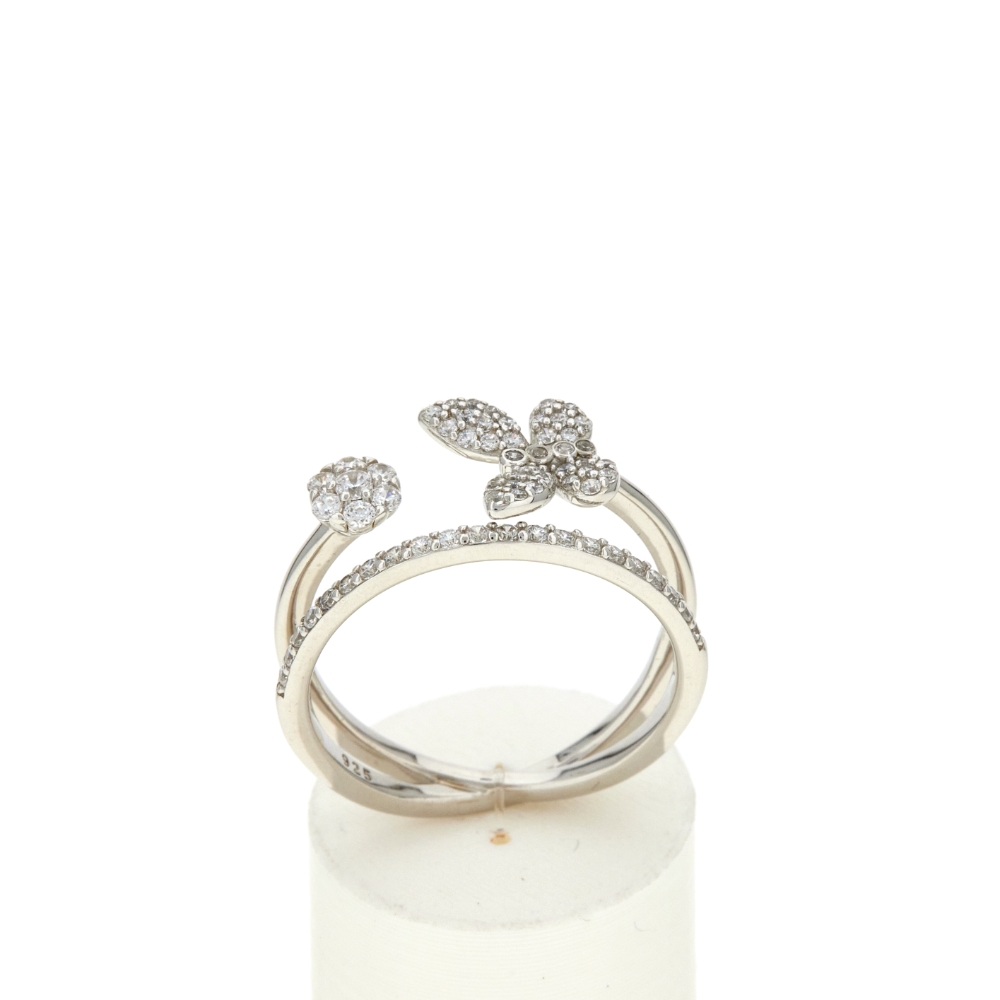 Bague argent 925 et zirconias - vue 360