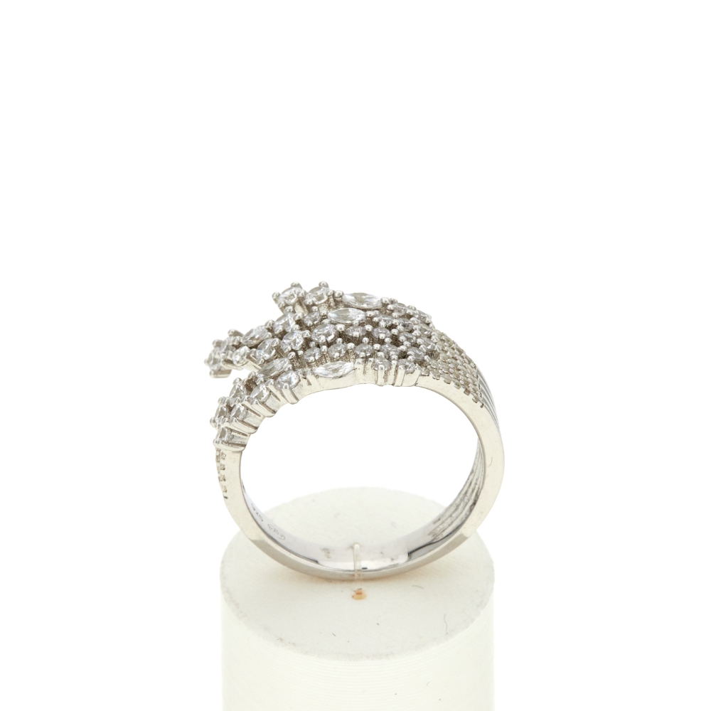 Bague argent 925 et zirconias - vue 360